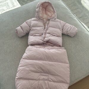 ADD down baby pink 6 month jacket and bag